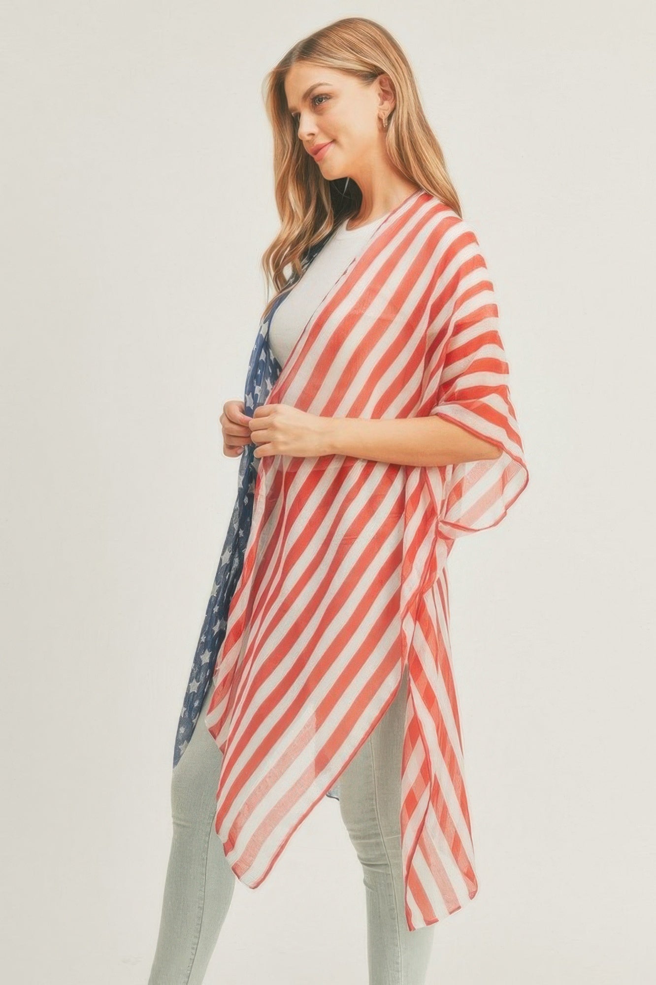 Half N Half American Flag Kimono 