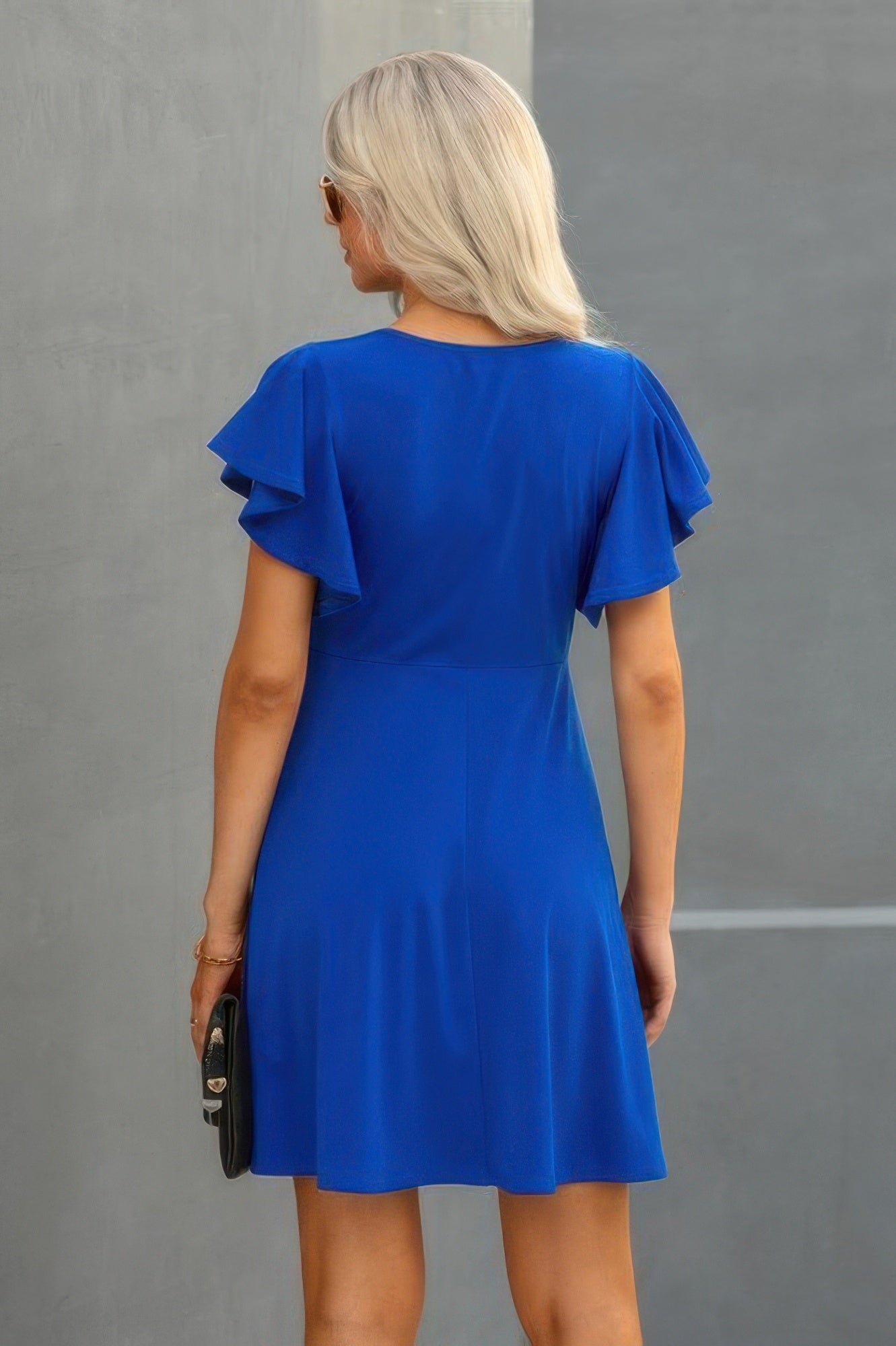 Crew Neck Dress with Butterfly Sleeves - Black, Blue, Navy Blink & Bangle Crew Neck Dress with Butterfly Sleeves - Black, Blue, Navy Blink & Bangle