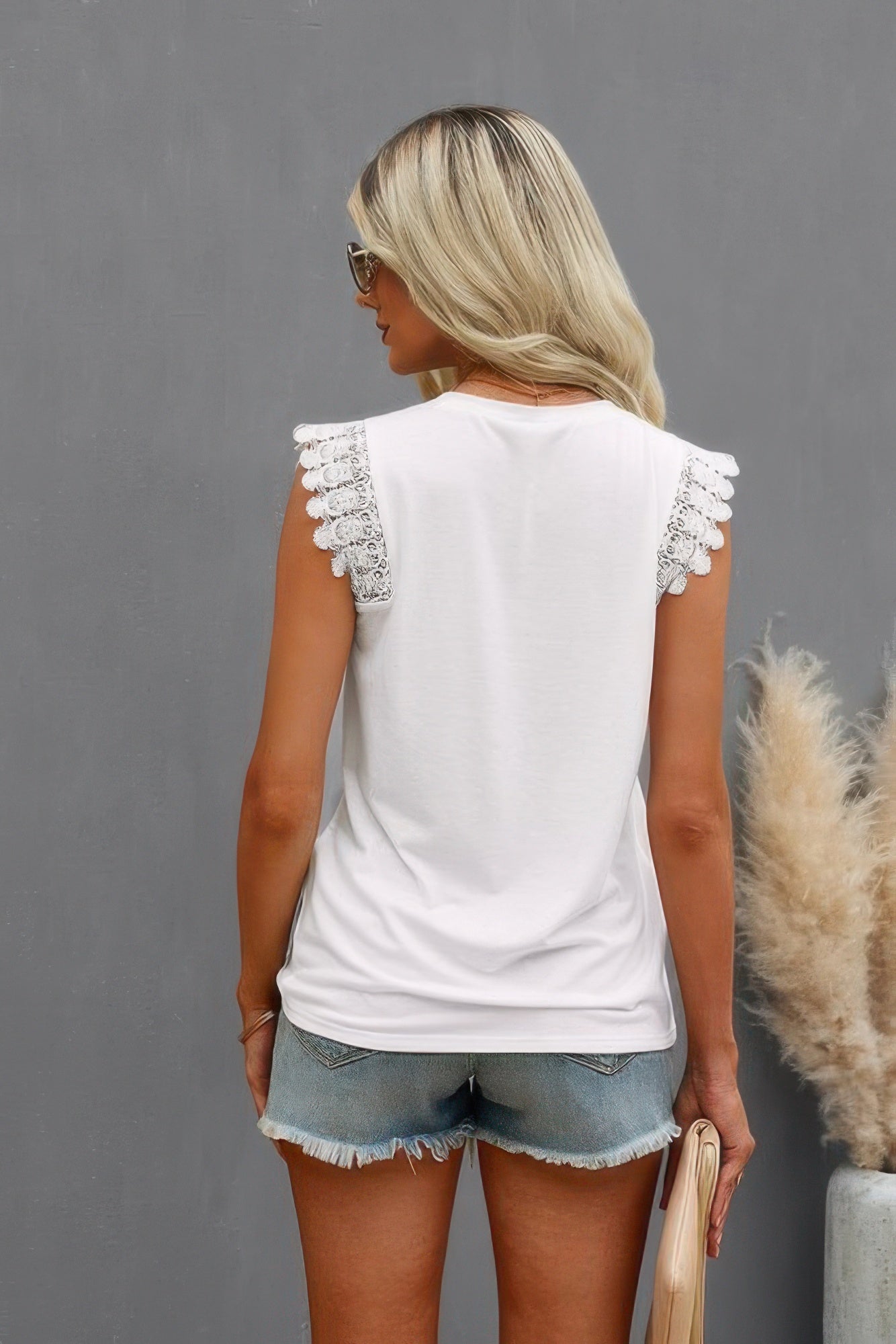 Round Neck Hollow Shoulder Solid Fit Top