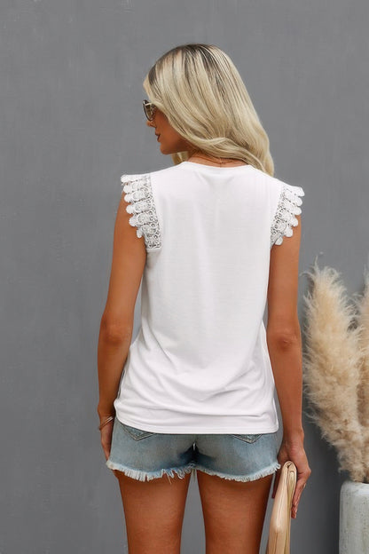 Round Neck Hollow Shoulder Solid Fit Top