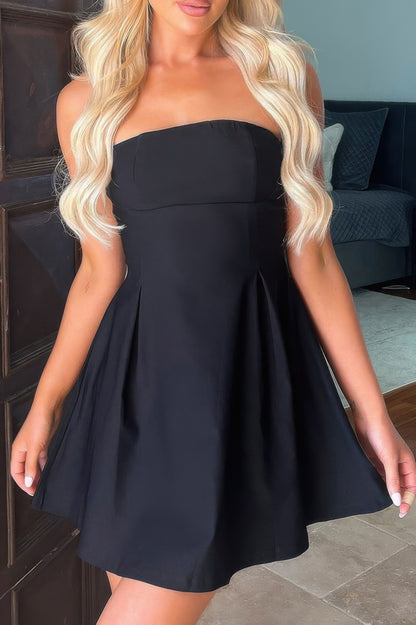 Off Shoulder Elegant Tube Cuff A Swing Short Dress
