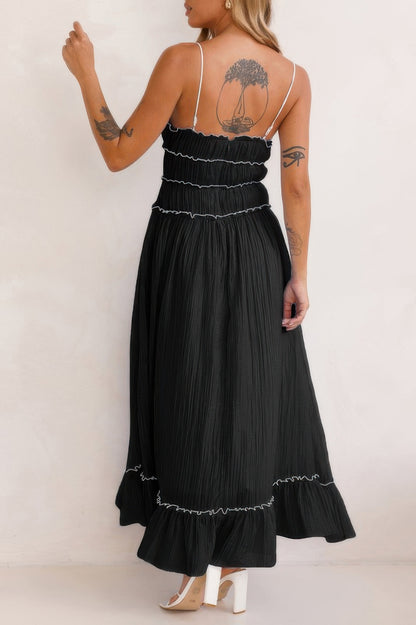 Off Shoulder Knot Pleated Ruffle Hem Dress