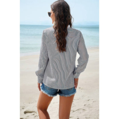 Colorblock Guipure Lace Insert Button Front Shirt