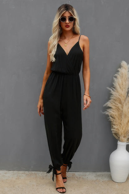 Sleeveless Floral Print Knot Side Cami Jumpsuit