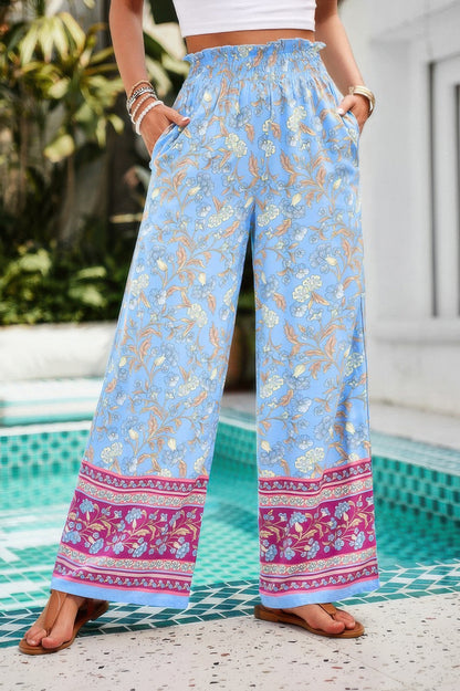Floral Printed Loose High Waist Wide Leg Pant