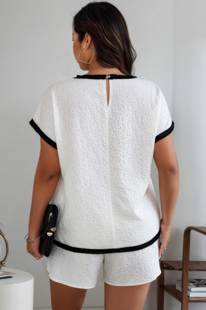 Plus Size Two Pieces Pocket Elastic Waist Sets