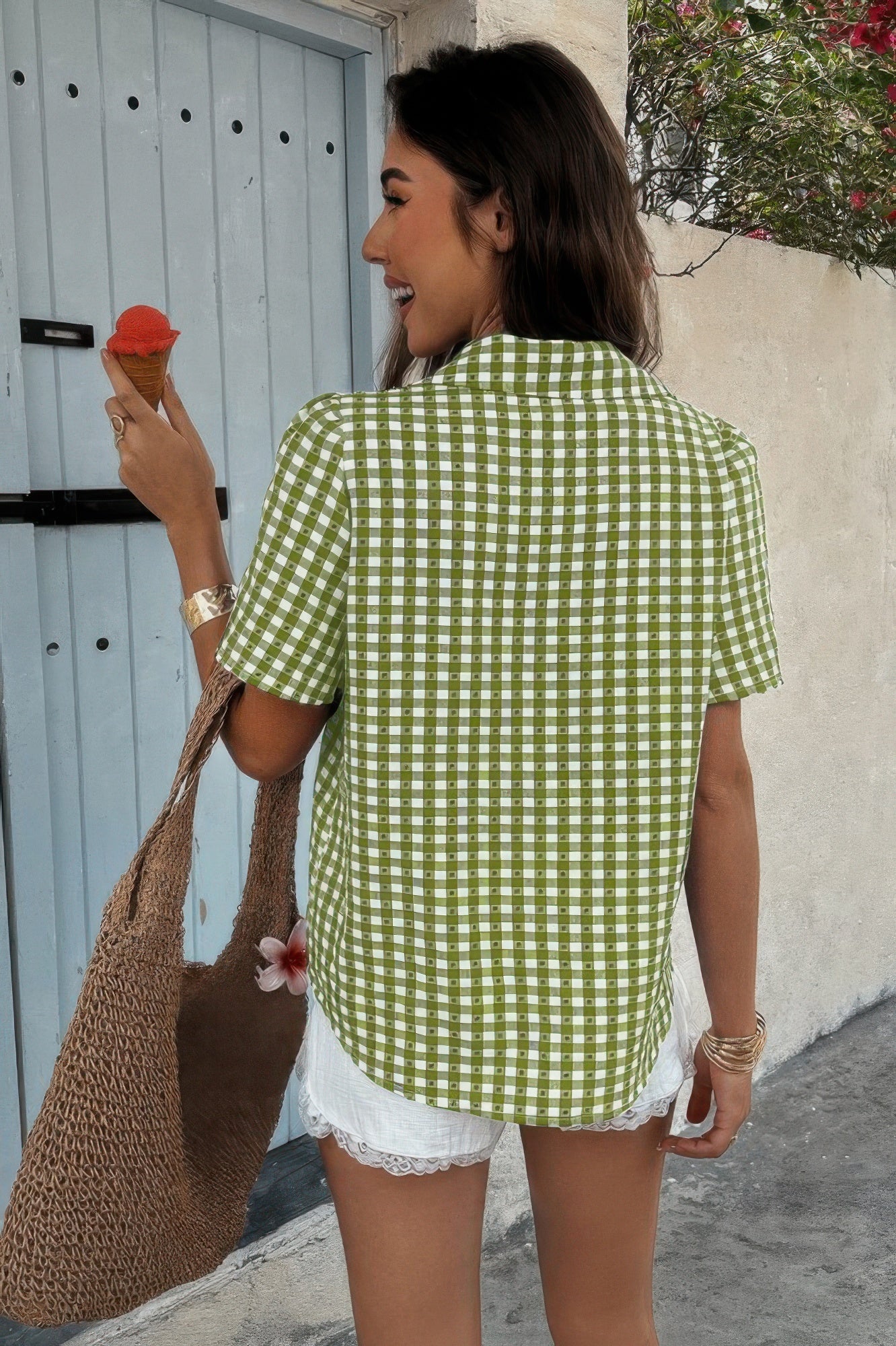 Plaid Short Sleeve Button Down Pocket Shirt