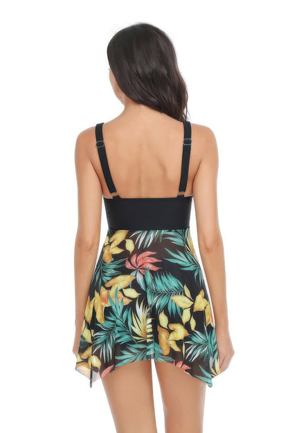 Print Cross Swimming Mesh High Waisted Bikini Set
