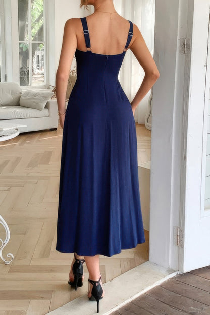 Strip Contrast Binding Linen Blend Cami Dress