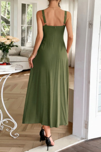 Strip Contrast Binding Linen Blend Cami Dress