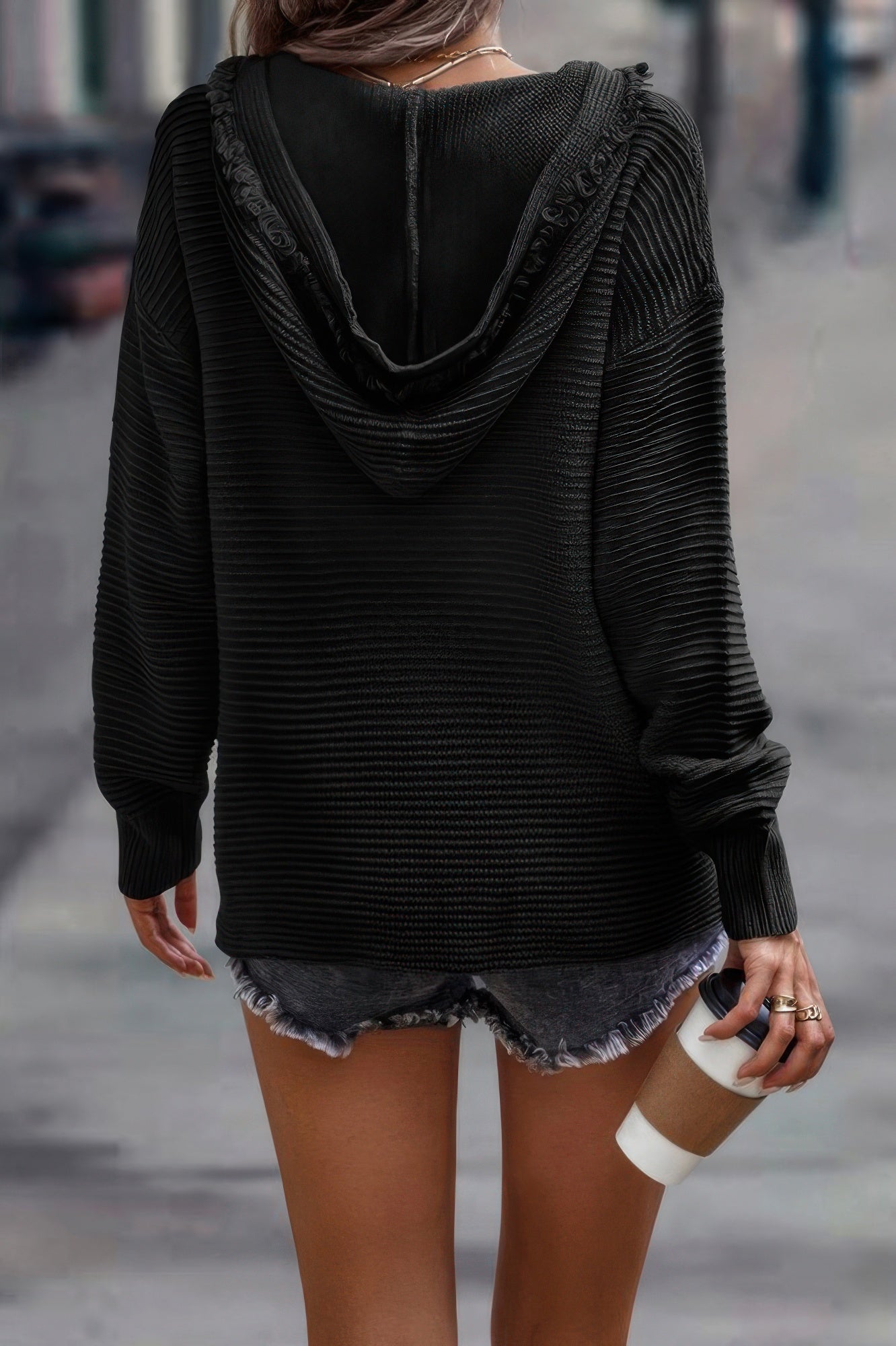 Block Botton Up Fluffy Outerwear