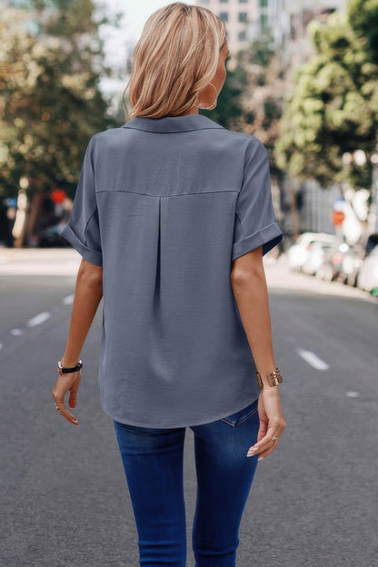 Button Up Open Front Solid Shirt