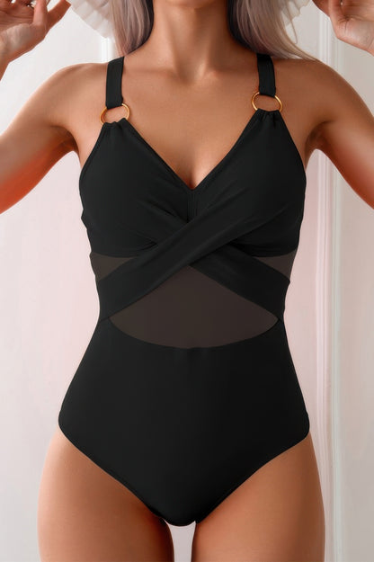 One Piece Cross Lace Adjustable Straps Swimsuits