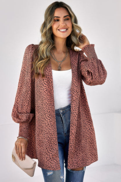 Front Open Leopard Print Loose Fit Top