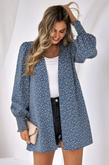 Front Open Leopard Print Loose Fit Top