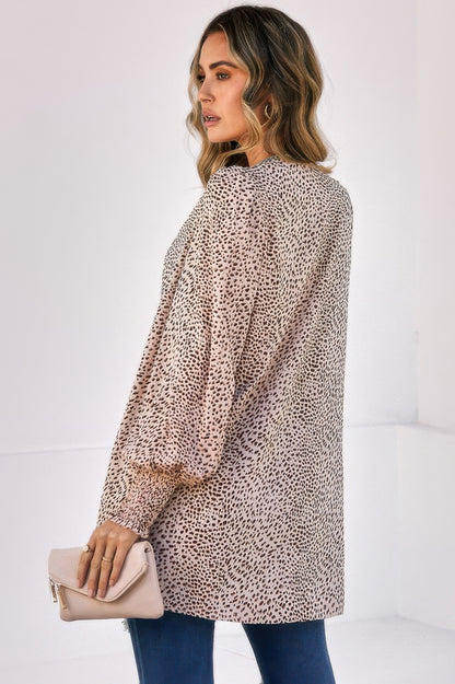 Front Open Leopard Print Loose Fit Top