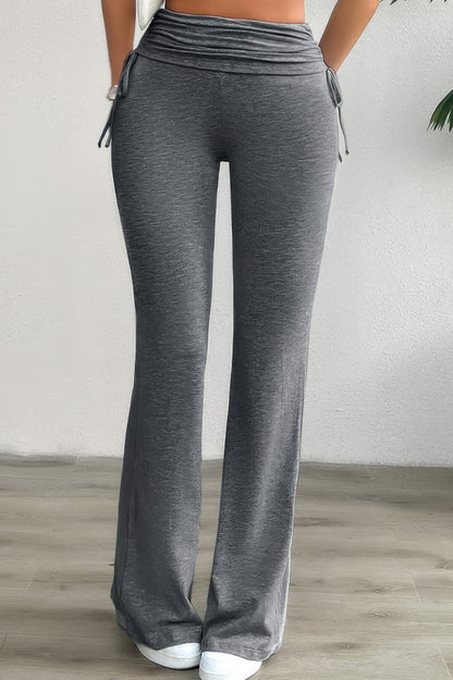 Pleated Solid Waist Band Fit Pants
