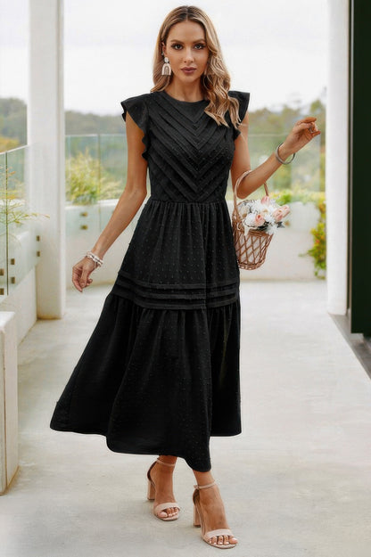Ruffle Solid Willow Smocked Maxi Dress