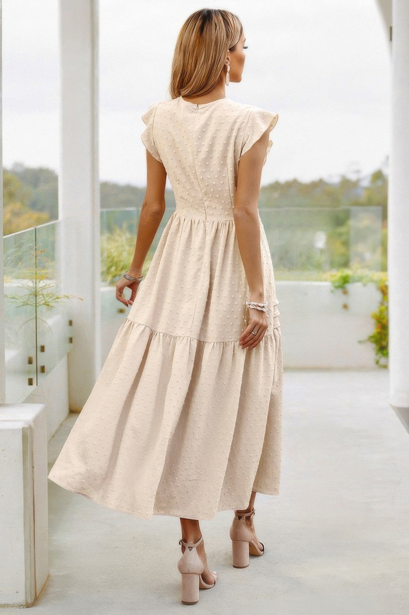 Ruffle Solid Willow Smocked Maxi Dress