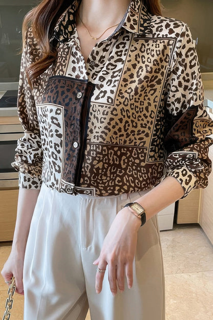 Chain Print Drop Shoulder Loose Fit Blouse