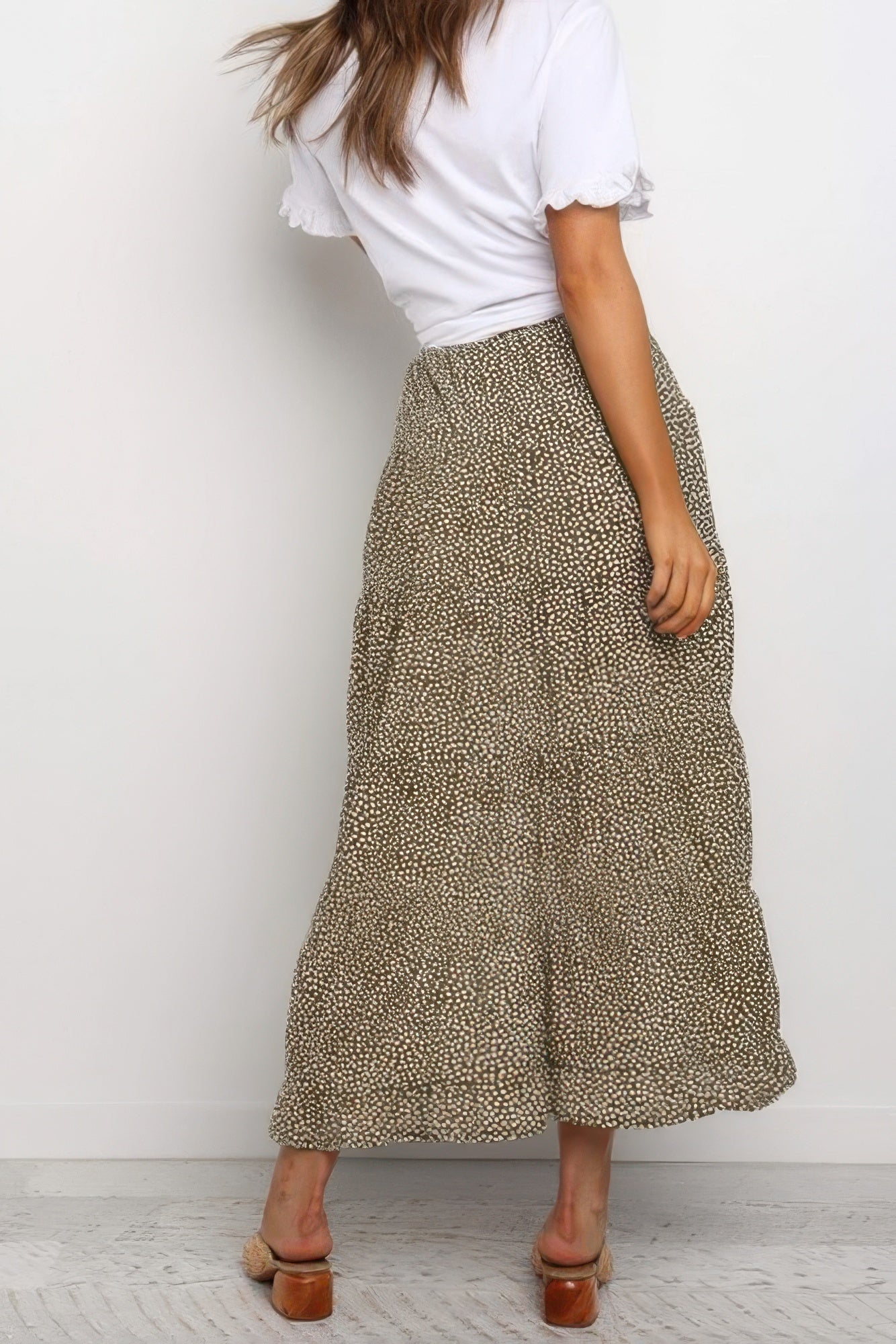 Polka Dot Ruffled Maxi Skirts