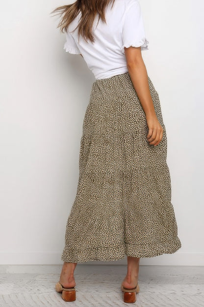 Polka Dot Ruffled Maxi Skirts