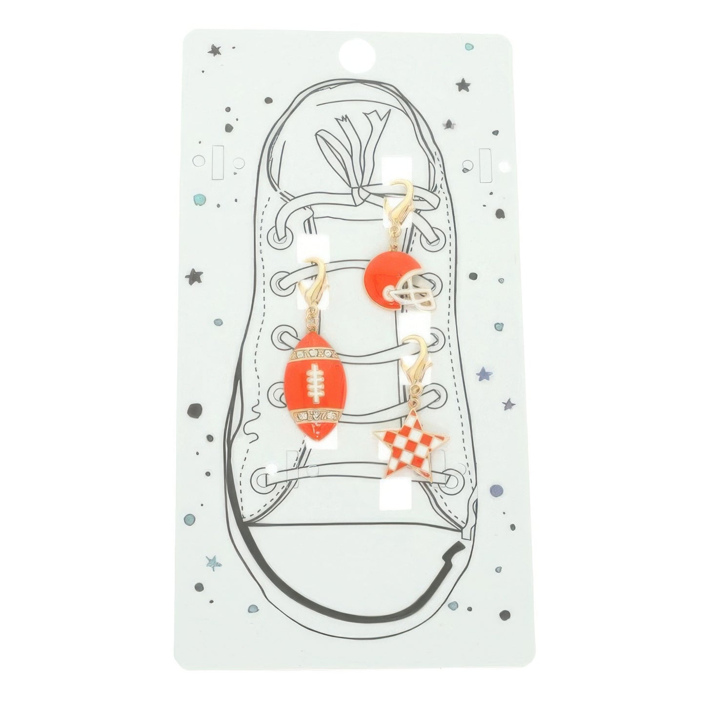 3pc Gameday Football Theme Shoelace Charm Set