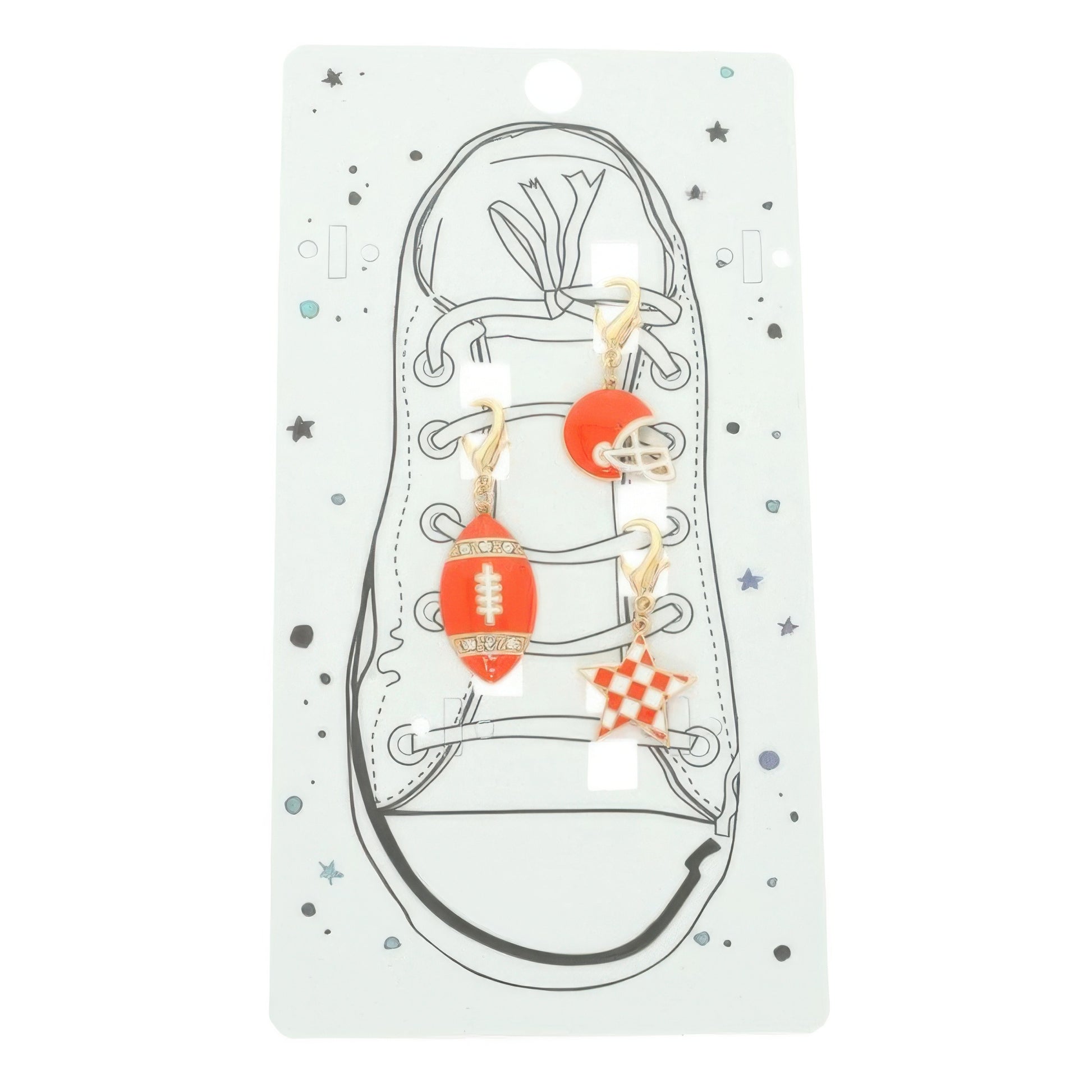 3pc Gameday Football Theme Shoelace Charm Set