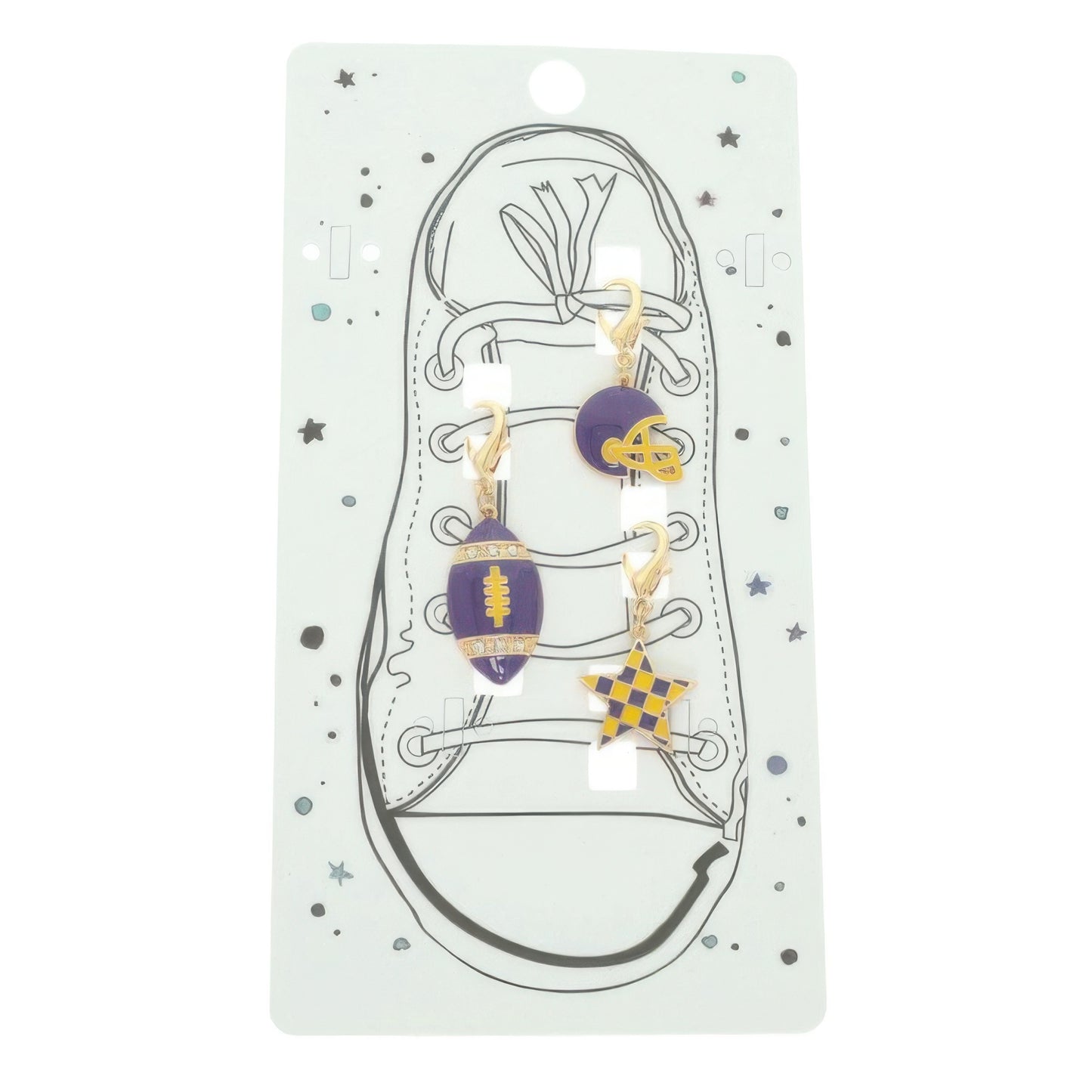 3pc Gameday Football Theme Shoelace Charm Set