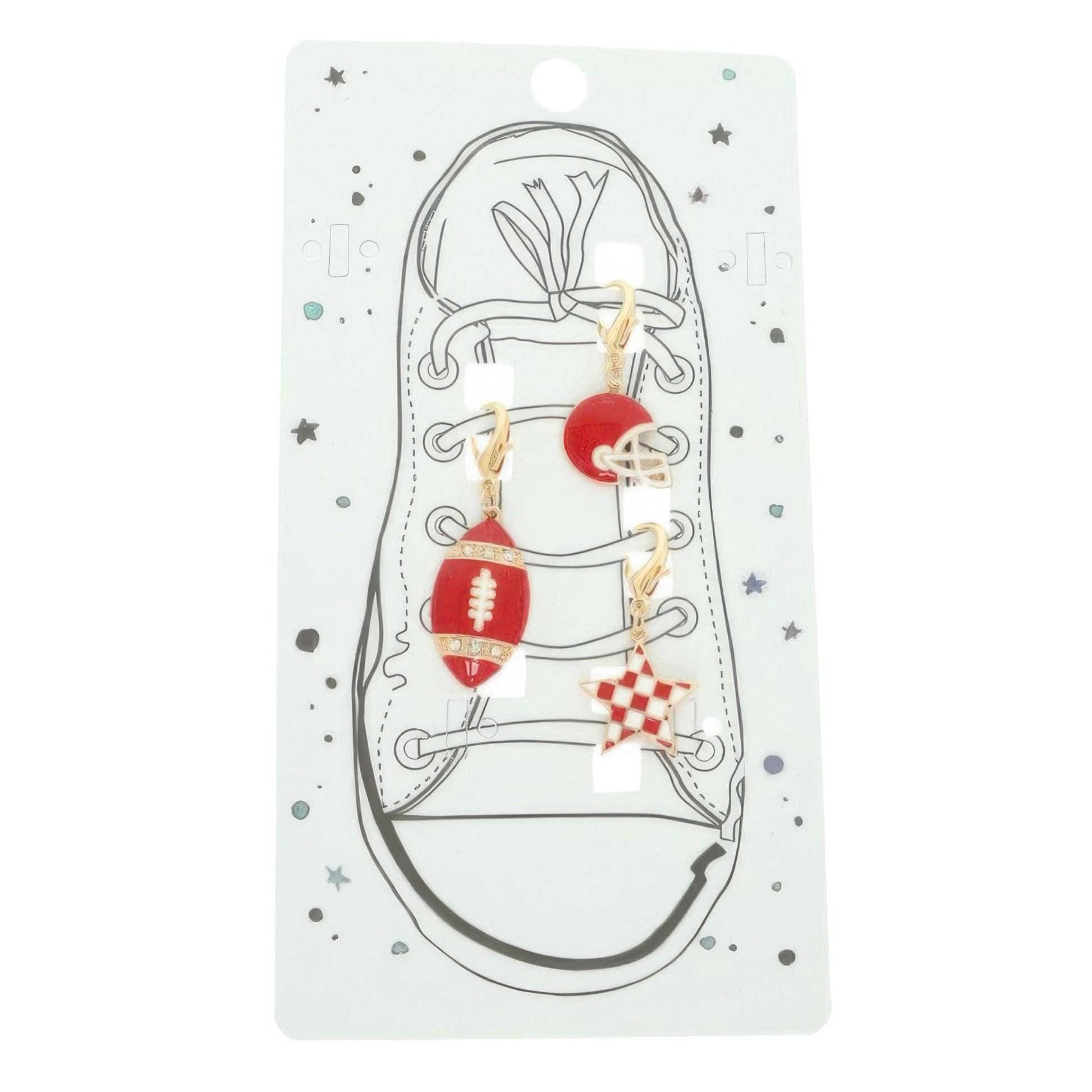3pc Gameday Football Theme Shoelace Charm Set