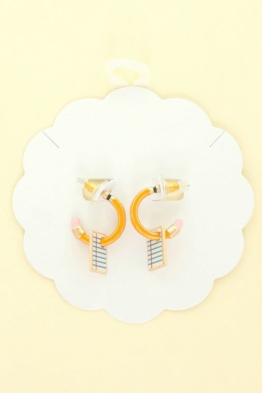 School Pencil Notebook Cuff Earrings
