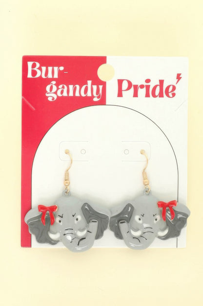 Gameday Elephant Mascot Drop Earrings