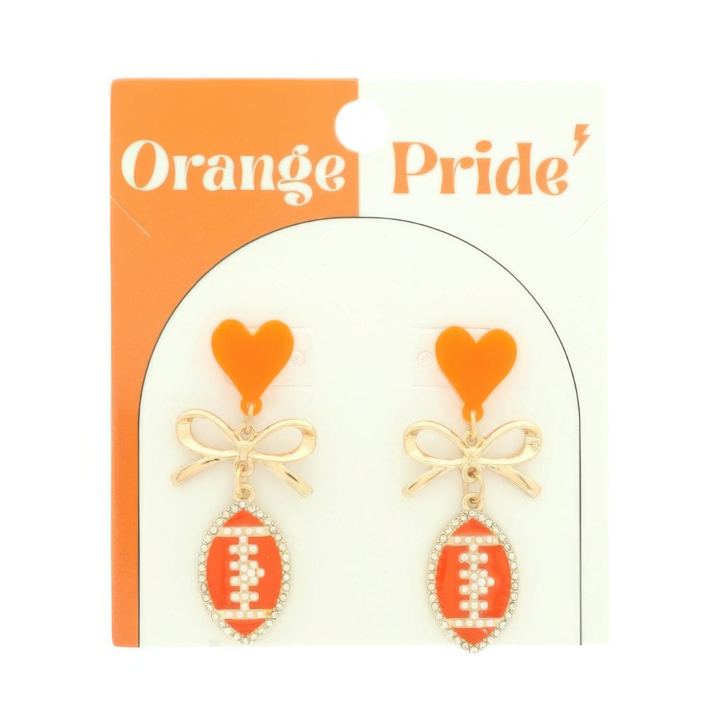 Gameday Heart Bow Football Drop Earrings