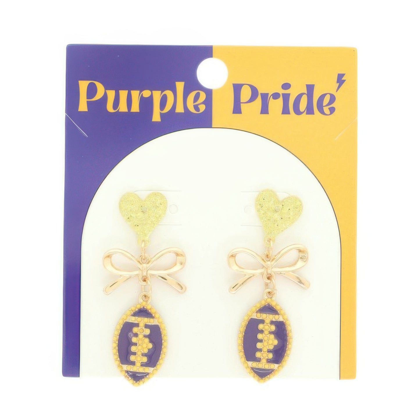Gameday Heart Bow Football Drop Earrings