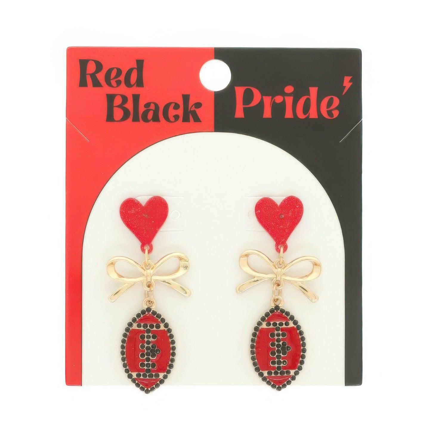 Gameday Heart Bow Football Drop Earrings