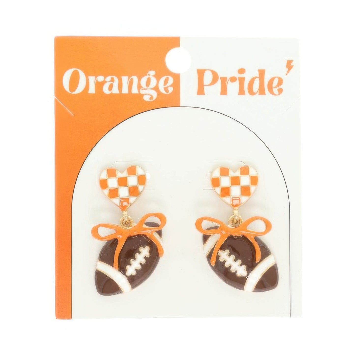 Gameday Heart Bow Football Earrings
