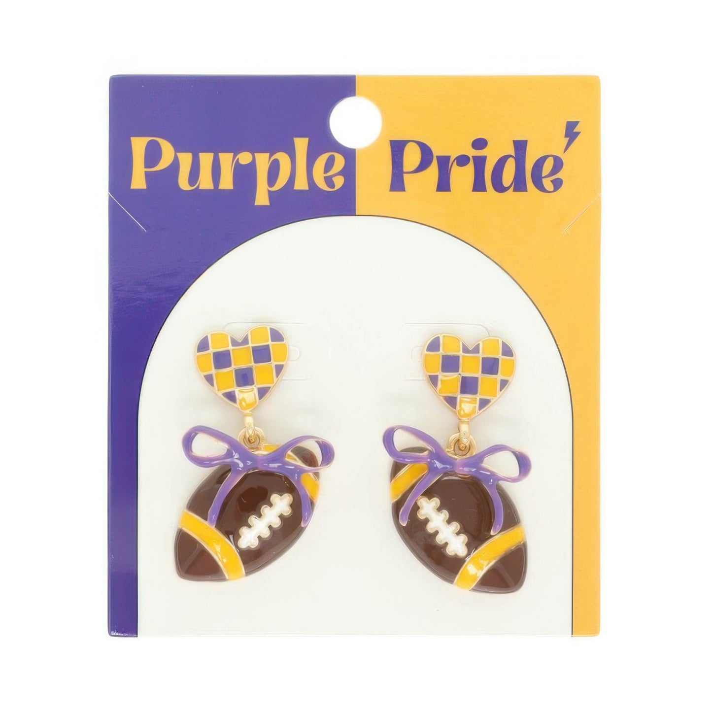Gameday Heart Bow Football Earrings