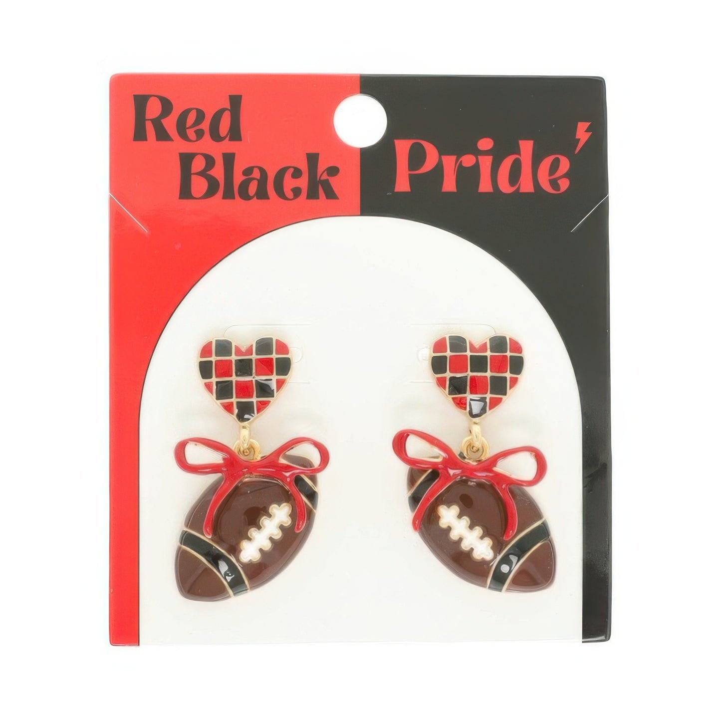 Gameday Heart Bow Football Earrings