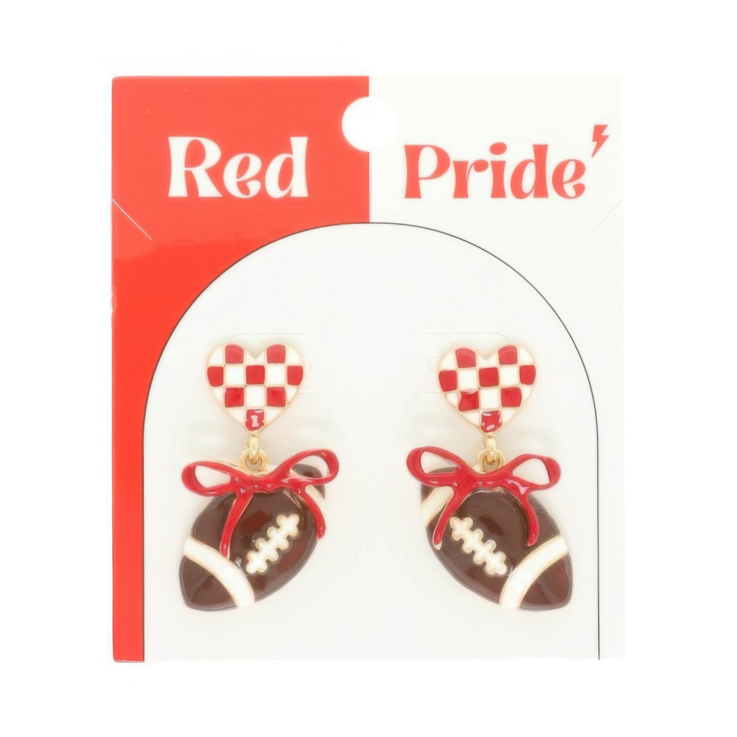 Gameday Heart Bow Football Earrings