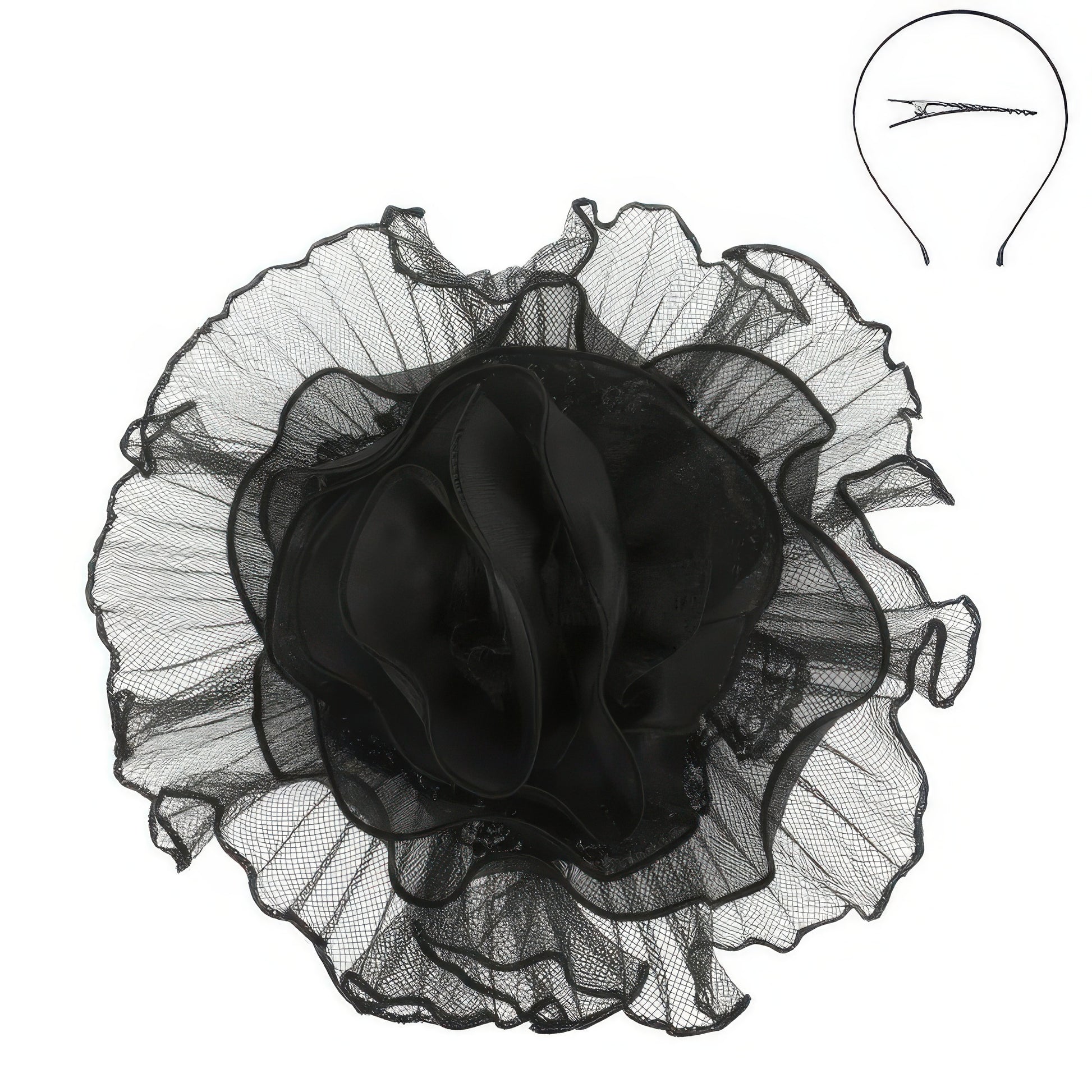 Lace Mesh Flower Headband Fascinator
