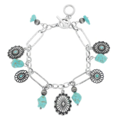 Western Theme Charm Bracelet With Toggle