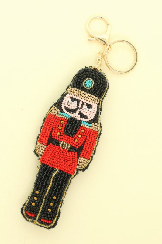 Christmas Nutcracker Seed Beaded Keychain