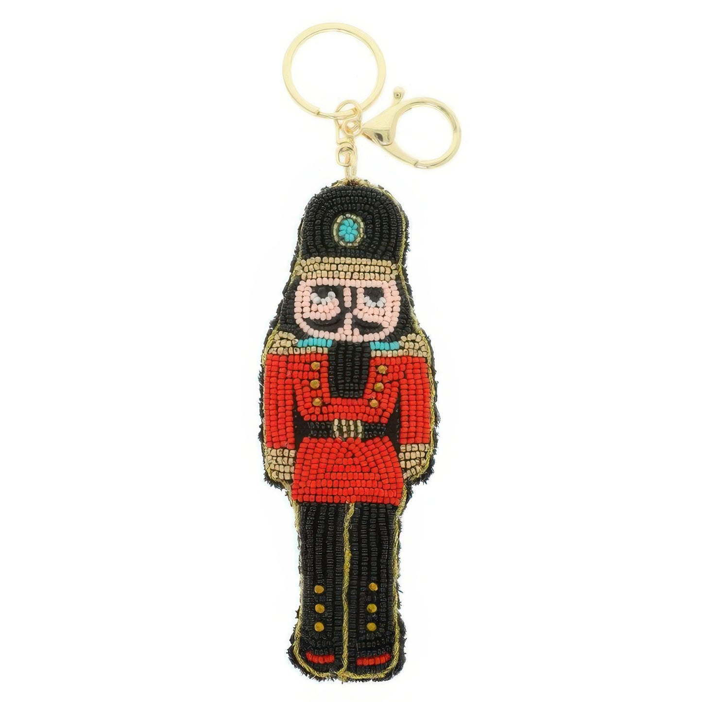 Christmas Nutcracker Seed Beaded Keychain