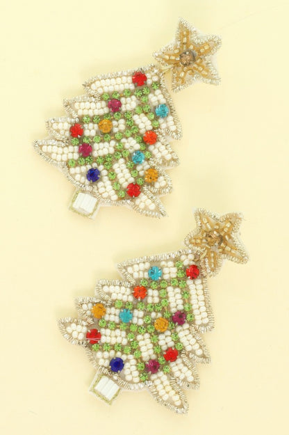 Jeweled Christmas Tree Post Earrings