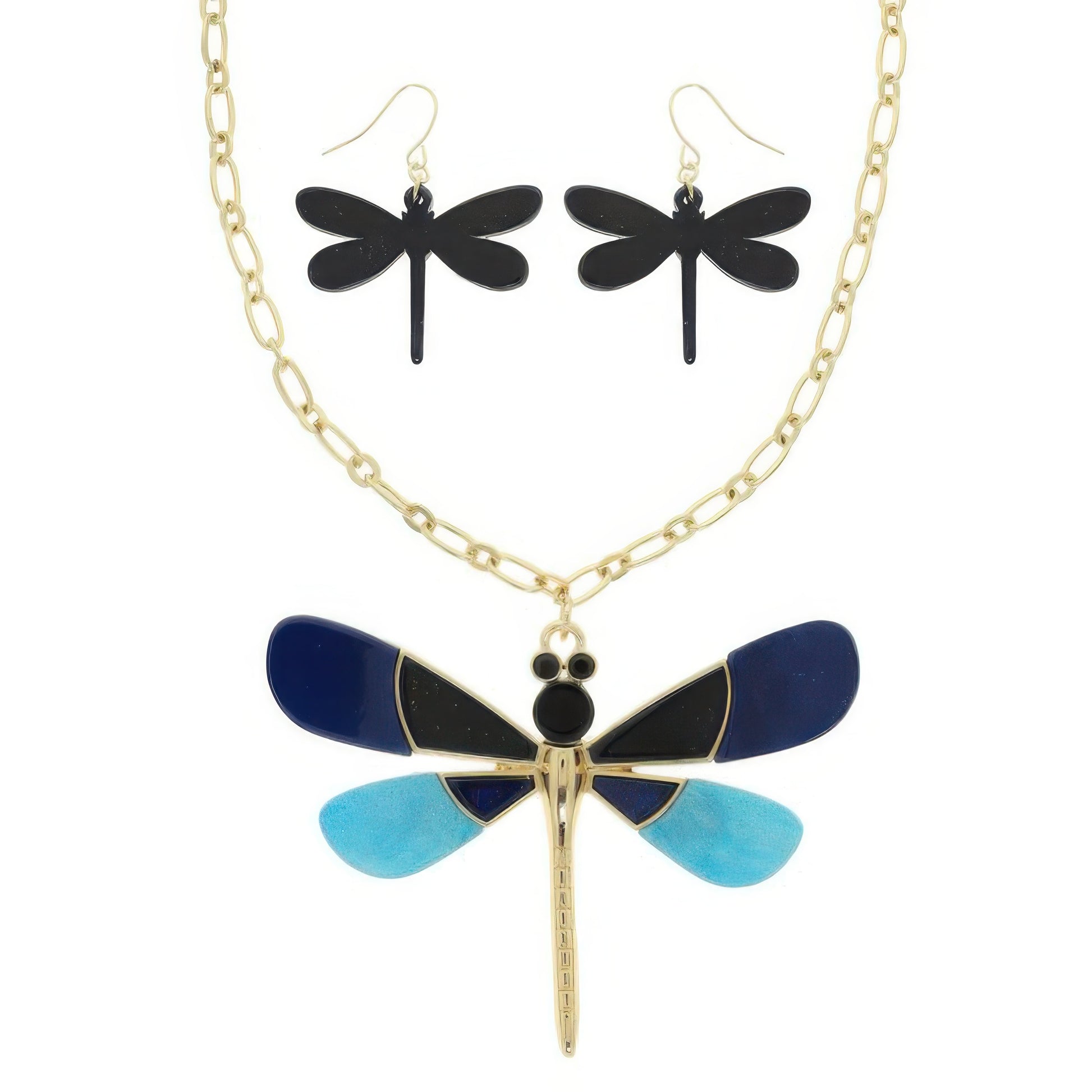 Dragonfly Necklace Set With Earrings