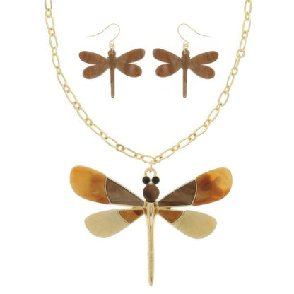 Dragonfly Necklace Set With Earrings
