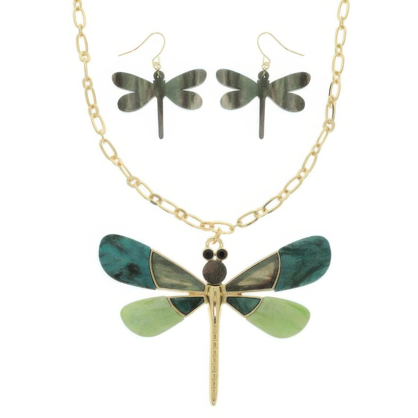 Dragonfly Necklace Set With Earrings