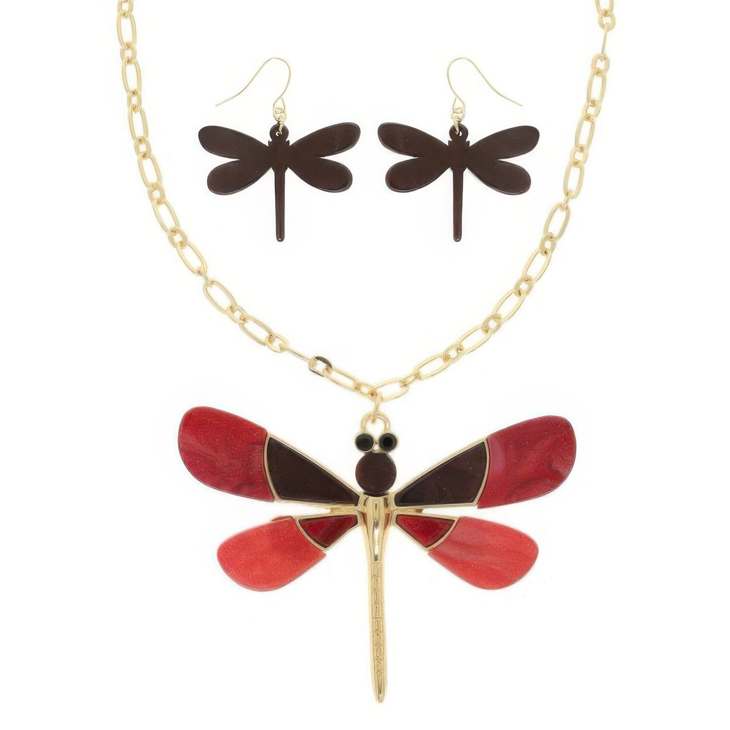 Dragonfly Necklace Set With Earrings