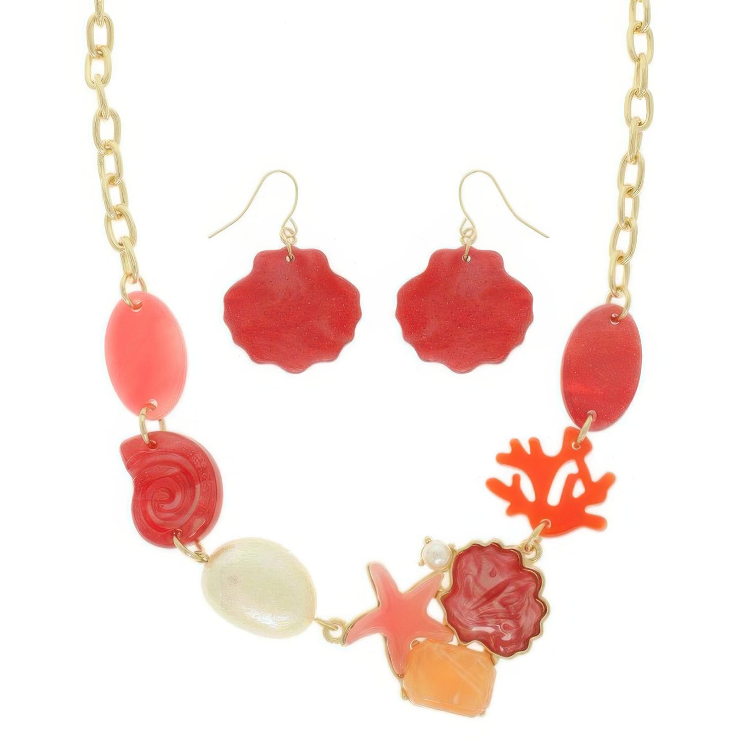 Sea Life Theme Necklace Set With Earrings