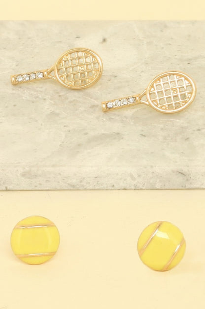 2-pair Tennis Theme Earring Set